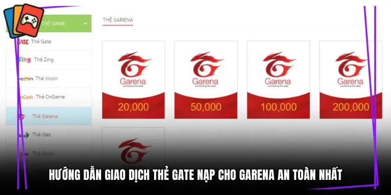 thẻ gate nạp cho garena