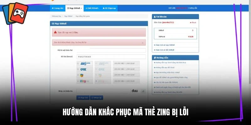Hướng dẫn khắc phục mã thẻ Zing bị lỗi