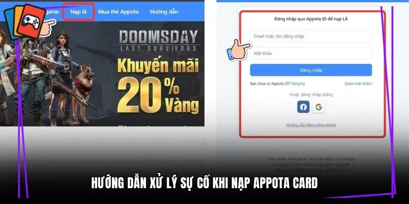 Hướng dẫn xử lý sự cố khi nạp Appota Card