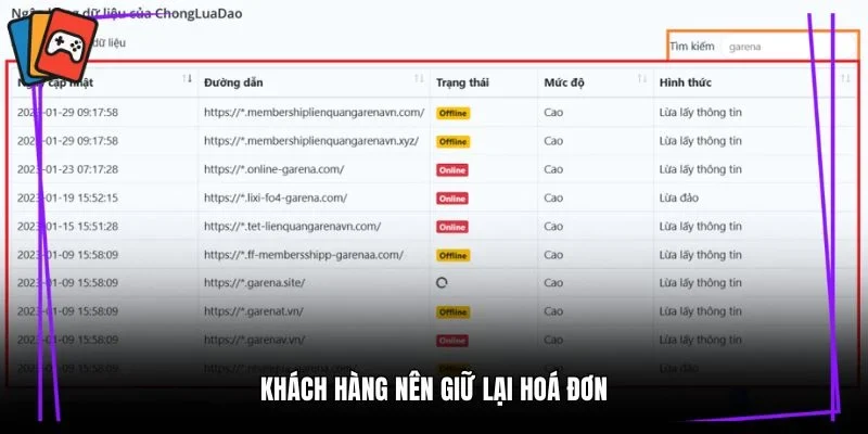 Khách hàng nên giữ lại hoá đơn