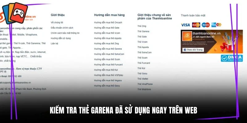 Kiểm tra thẻ Garena đã sử dụng ngay trên Web