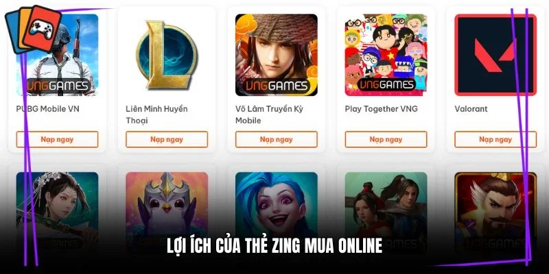 Lợi ích của thẻ Zing mua Online