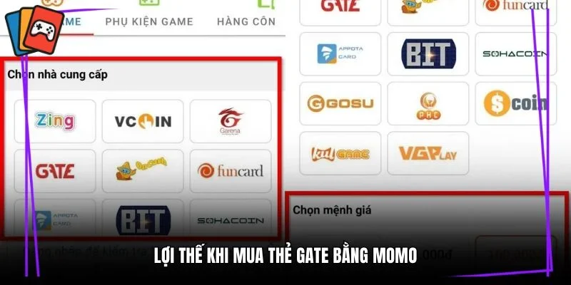 Lợi thế khi mua thẻ gate bằng momo