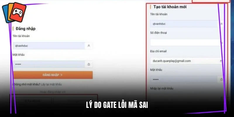 Lý do gate lỗi mã sai