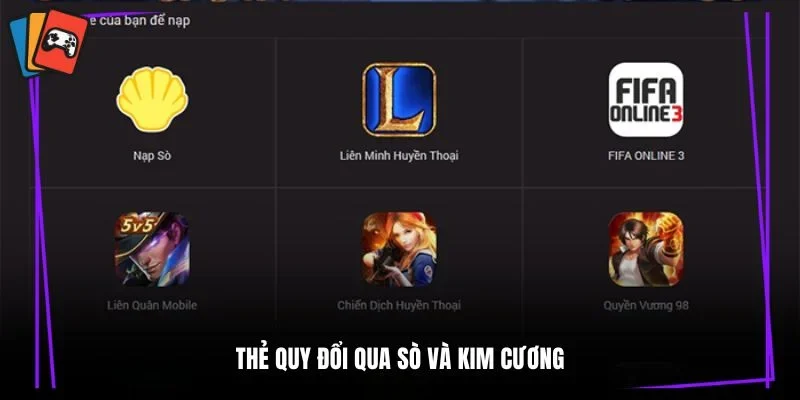 Thẻ quy đổi qua sò và kim cương