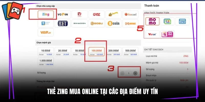 Thẻ Zing mua Online tại các địa điểm uy tín